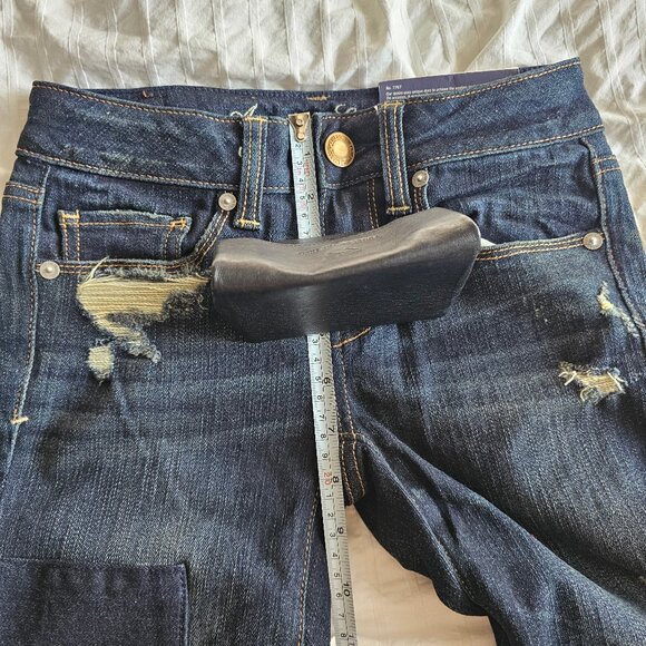 American Eagle Low Rise Patchwork Skinny Jeans - 2012 - Dark Wash - Sz 00 Reg - Picture 16 of 16